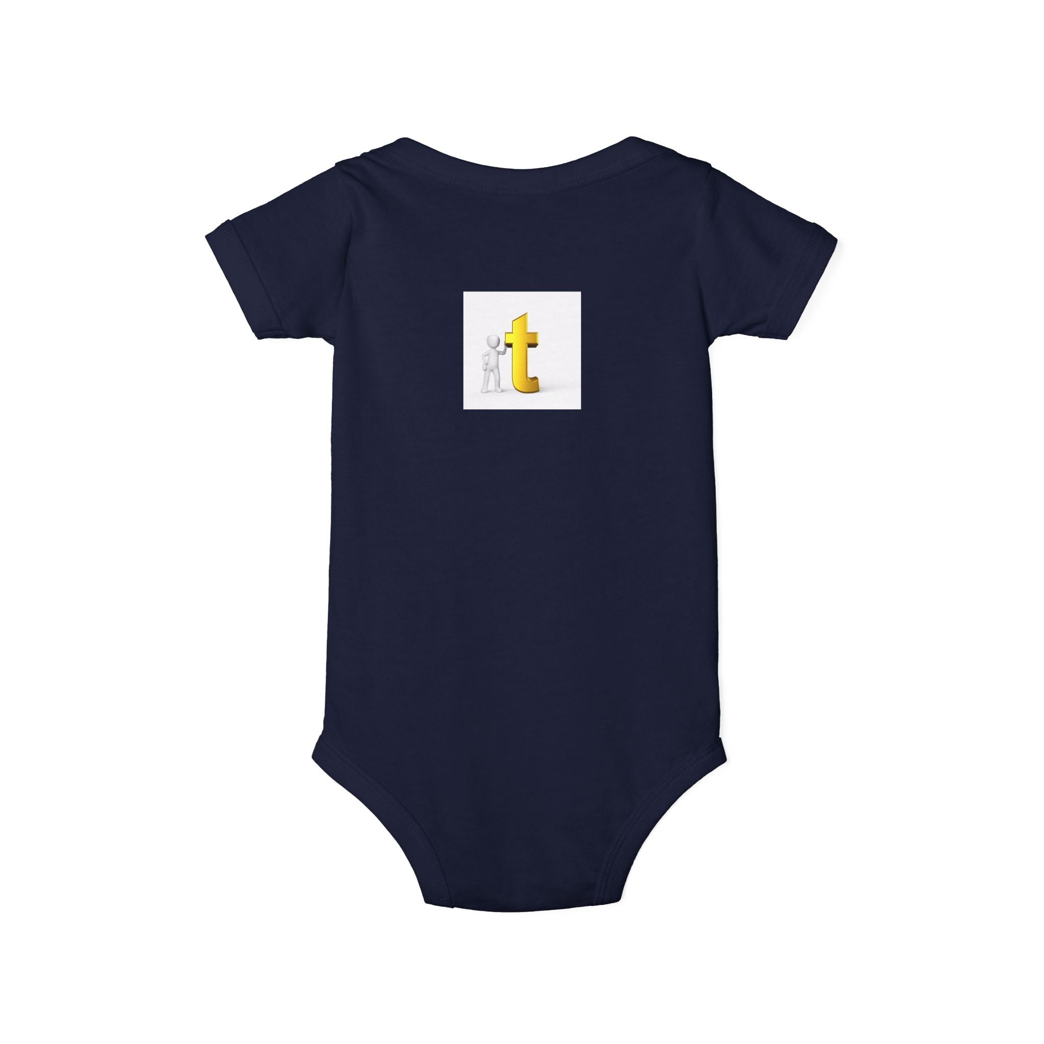 Yellow Letter T Baby Onesie | Infant Jersey One Piece, Minimal Initial Graphic