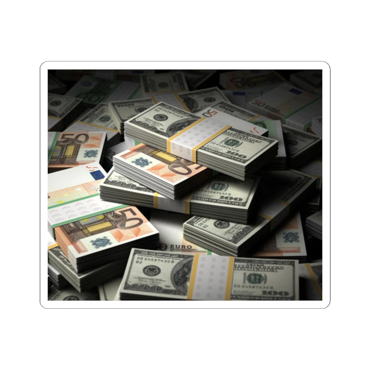 Autocollant Piles de Billets | Autocollant Découpé à la Forme, Billet Dollar Euro