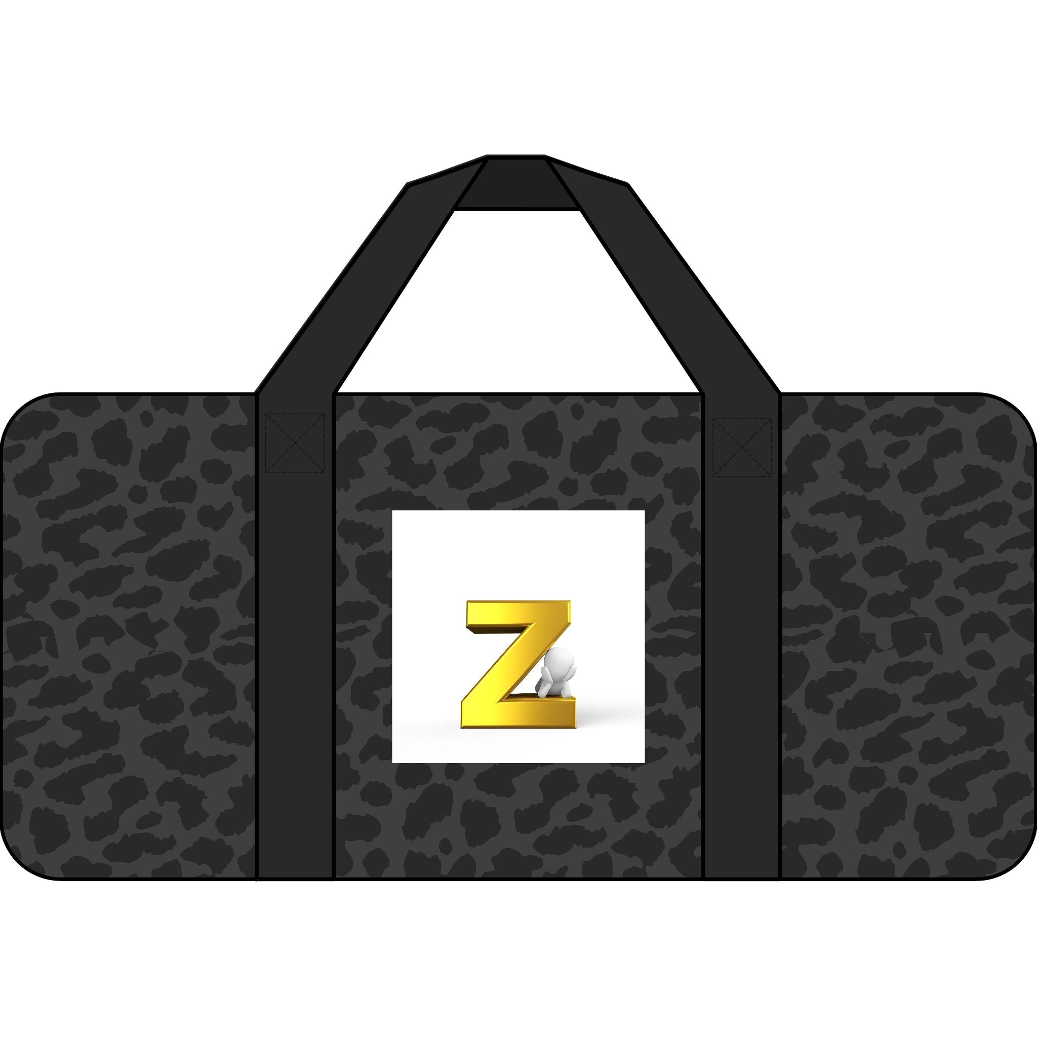 Gold Z Initial Duffel Bag | Checker Strap, Black Camo Travel Bag