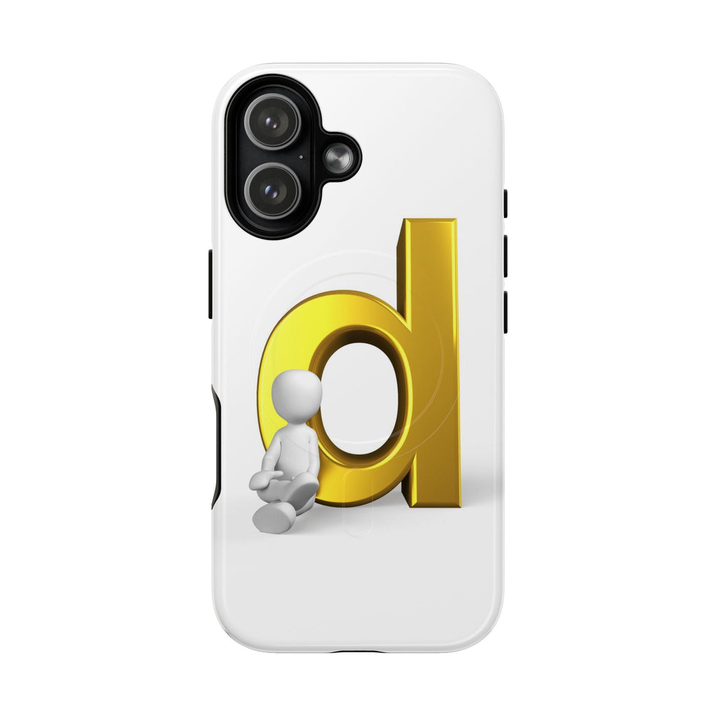 Gold Letter D with Sitting Character phone case | Magnetic Case