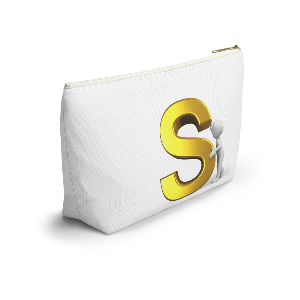 Gold Letter S Monogram Accessory Pouch