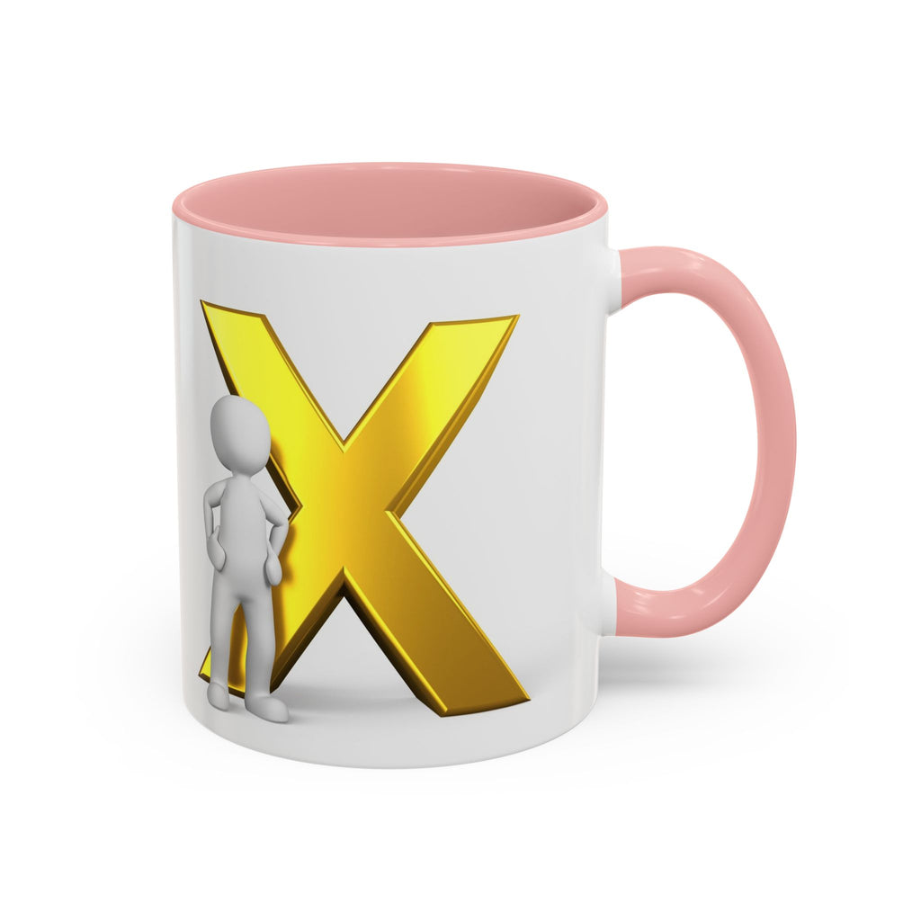Mug à anse avec lettre X dorée et figurine 3D | Mug à café 11oz 15oz