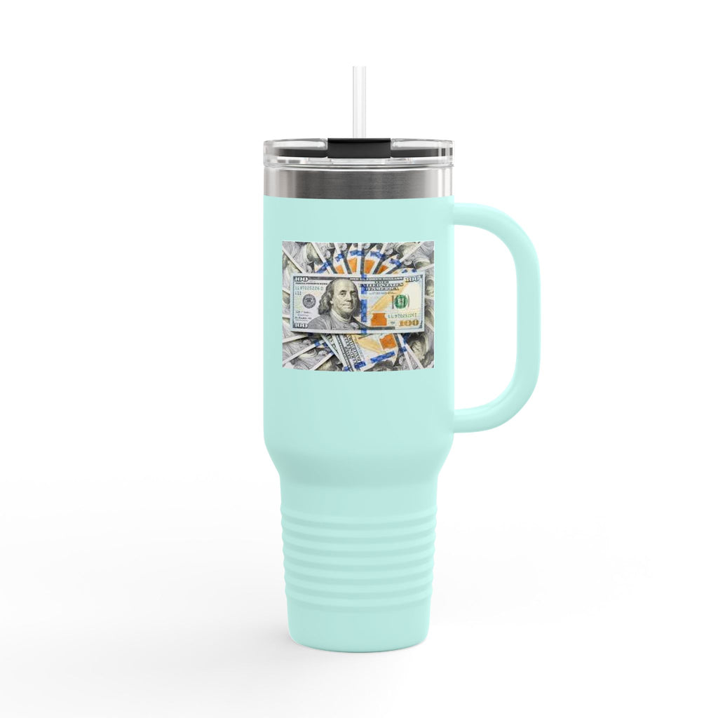 Stacked Hundred Dollar Bills Insulated Travel Mug | 40oz