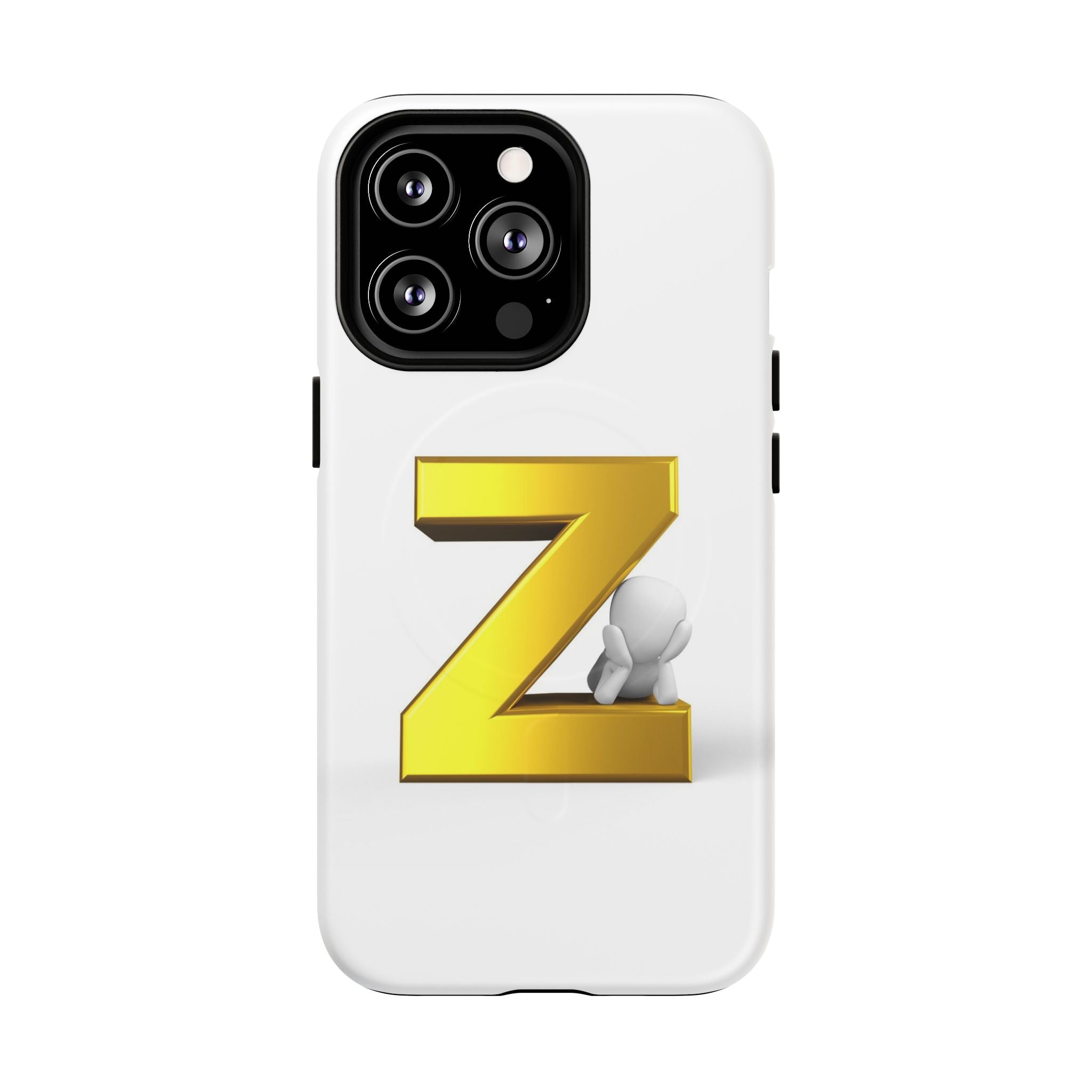 Coque de Téléphone Lettre Z Or 3D | Coque Magnétique Robuste, Initiale Monogramme