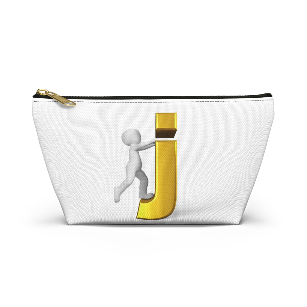 Stick Figure Pushing Gold Letter J Accessory Pouch