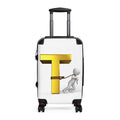 3D Gold Letter T with Figure Suitcase | Personalized Monogram Luggage