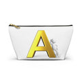 Gold Letter A Monogram Accessory Pouch | T-Bottom Cosmetic Bag