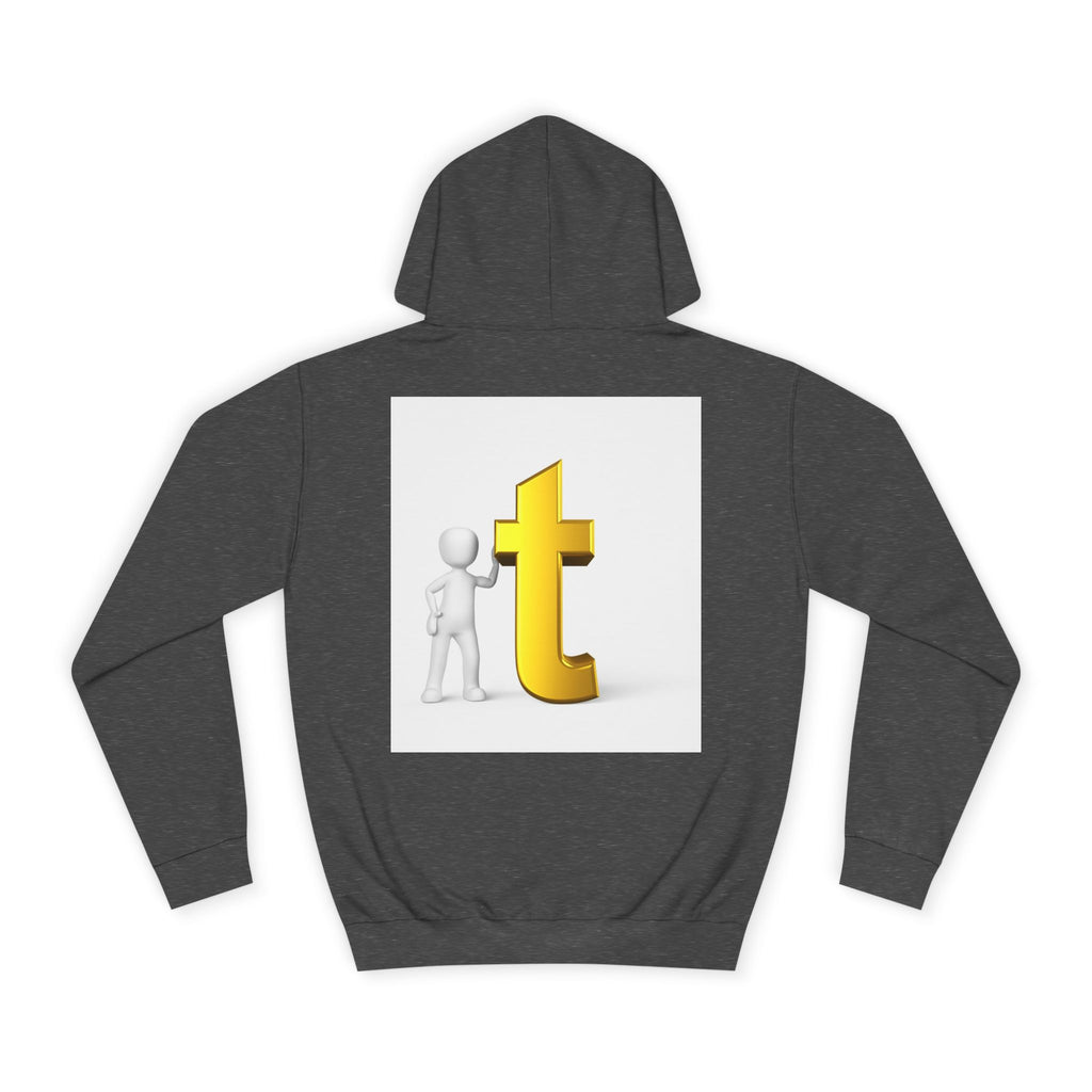3D Gold Letter T Hoodie | Minimal Letterman Initial Sweatshirt