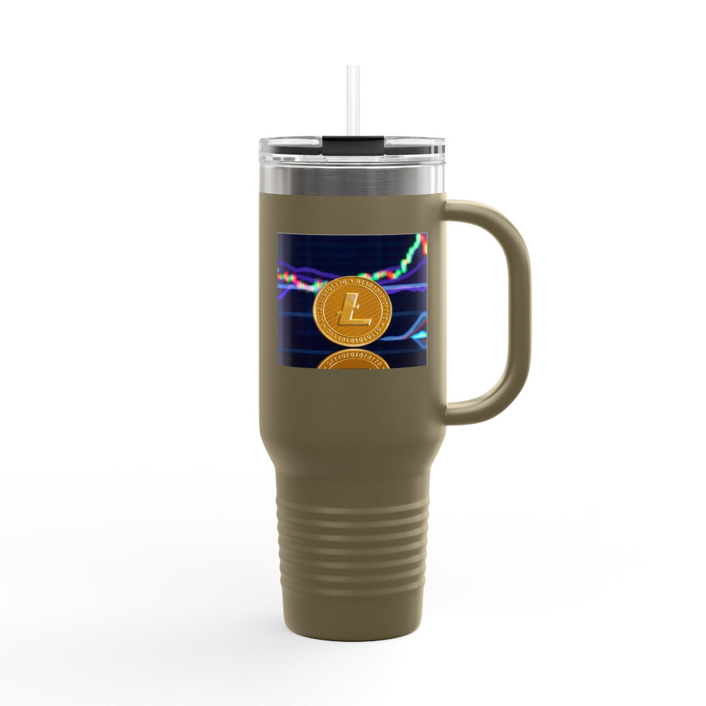 Litecoin Crypto Coin with Price Chart Tumbler | 40oz Insulated Travel Mug