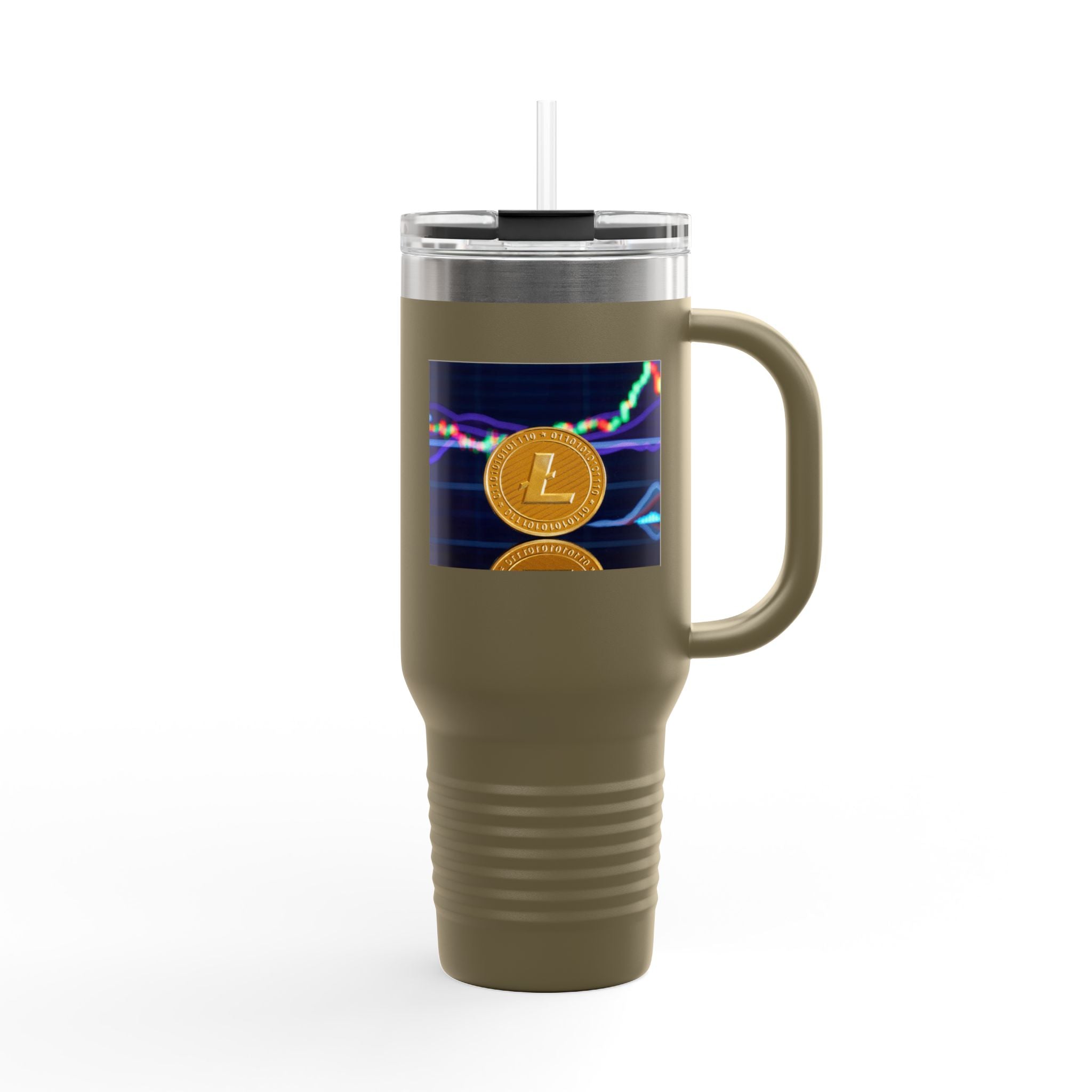 Litecoin Crypto Coin with Price Chart Tumbler | 40oz Insulated Travel Mug