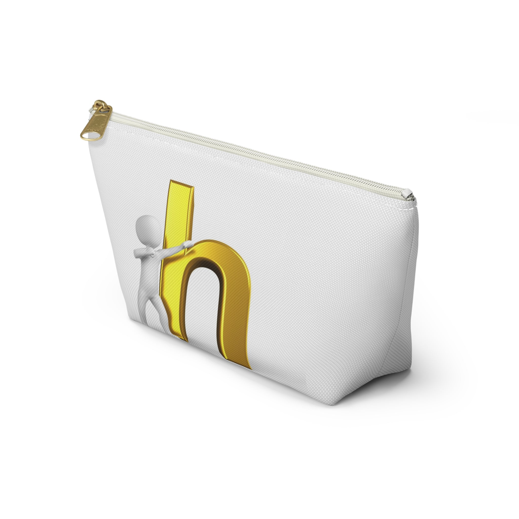 3D Person Pushing Gold Letter H Accessory Pouch