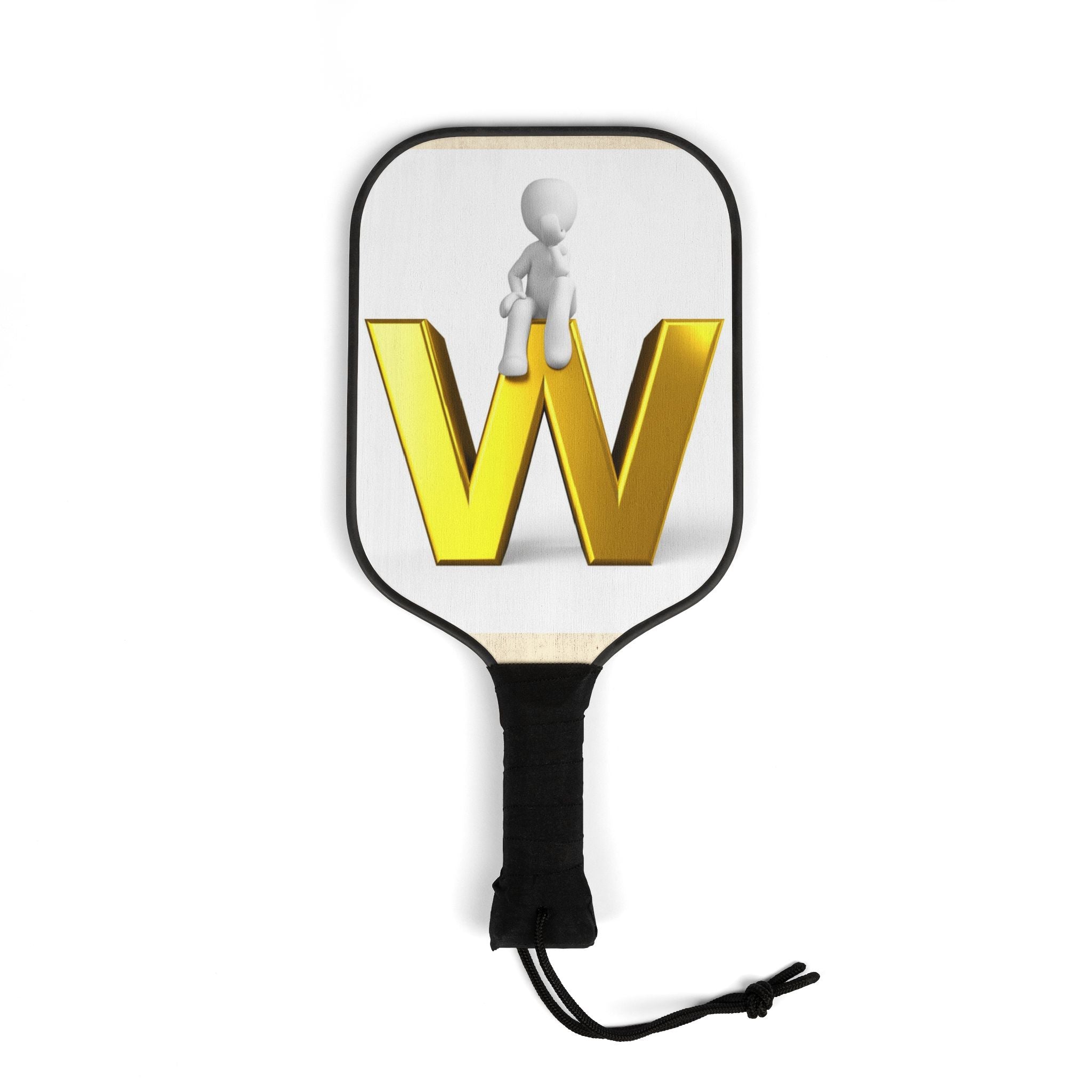 Gold W Letter Logo Pickleball Paddle