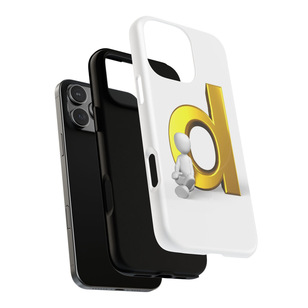 Gold Letter D with Sitting Character phone case | Magnetic Case