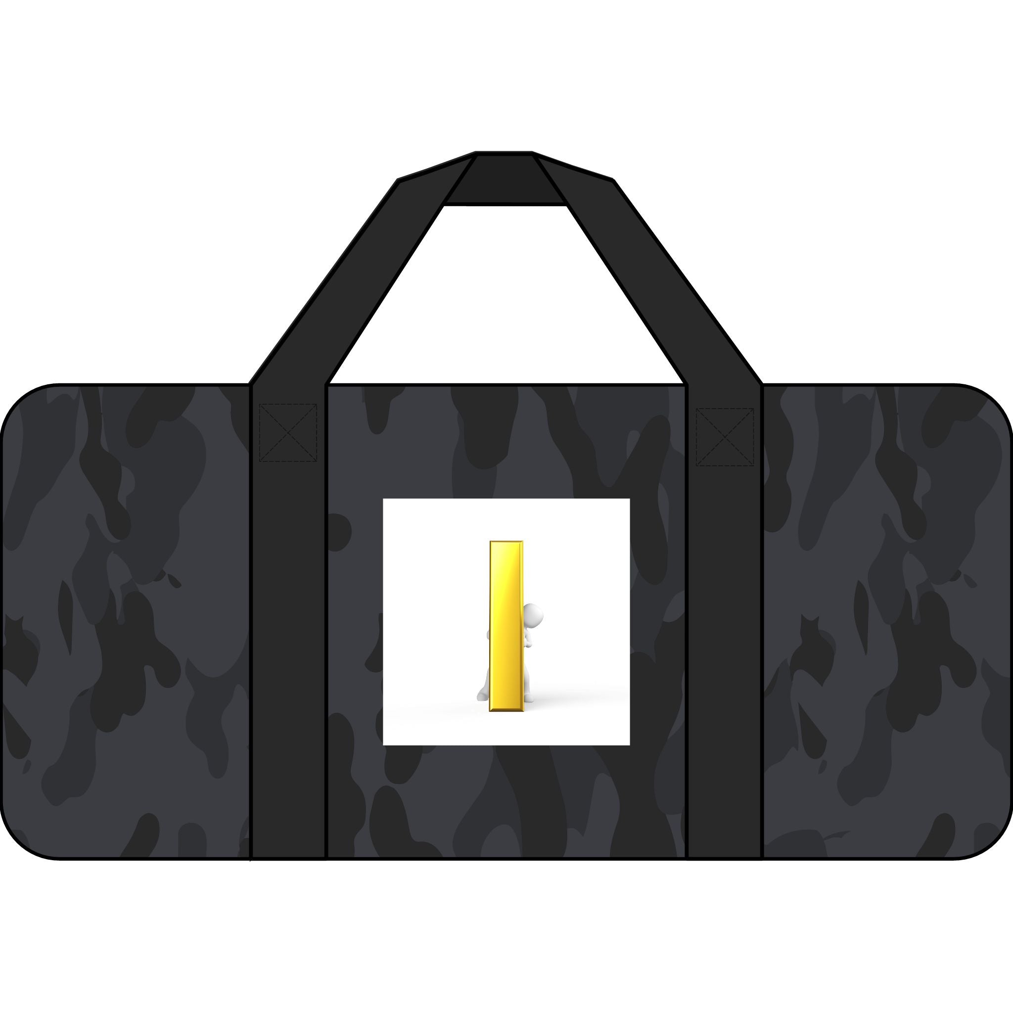 Yellow Letter i Character Duffel Bag | Checkerboard or Camouflage Strap Options