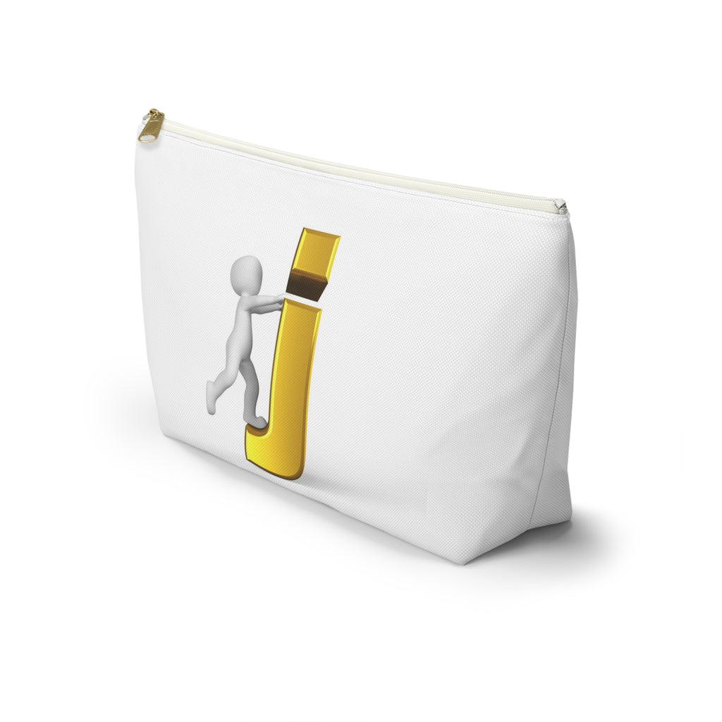 Stick Figure Pushing Gold Letter J Accessory Pouch