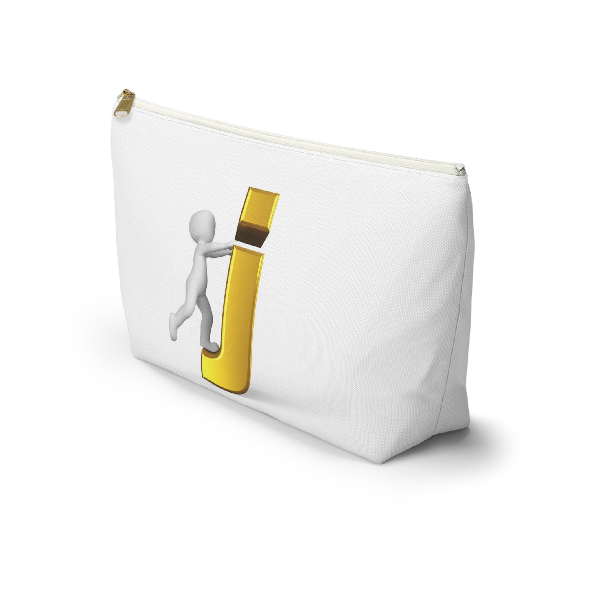 Stick Figure Pushing Gold Letter J Accessory Pouch