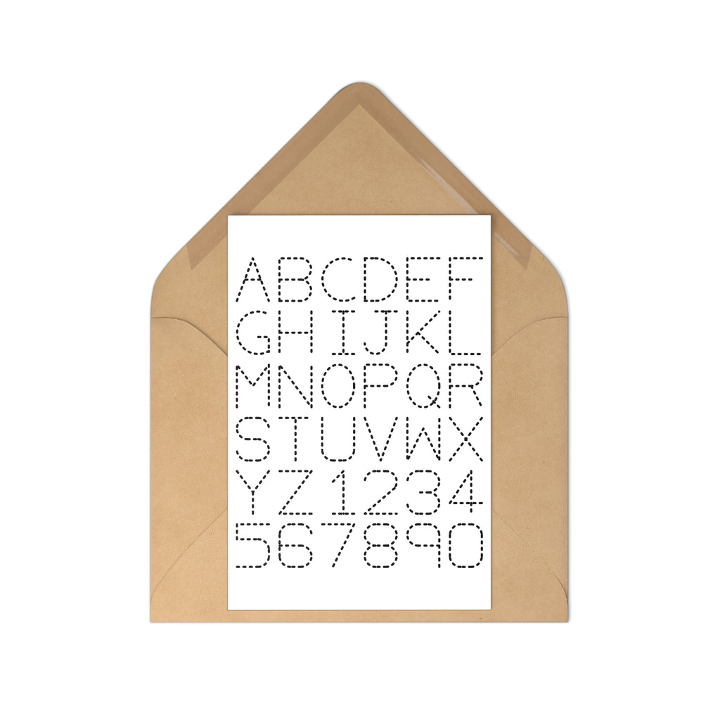 Dotted Trace Alphabet and Numbers Postcards