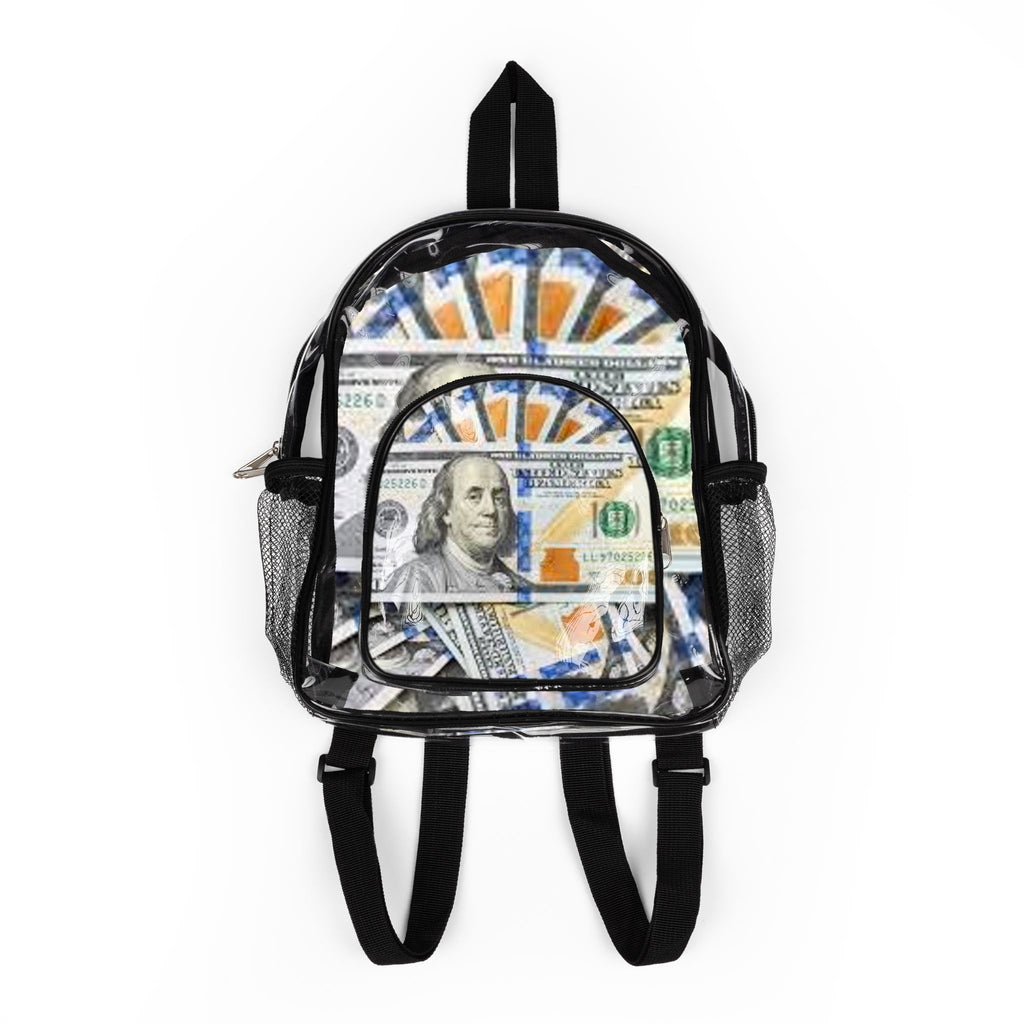 Money Print Clear Stadium Backpack | Transparent School Bag