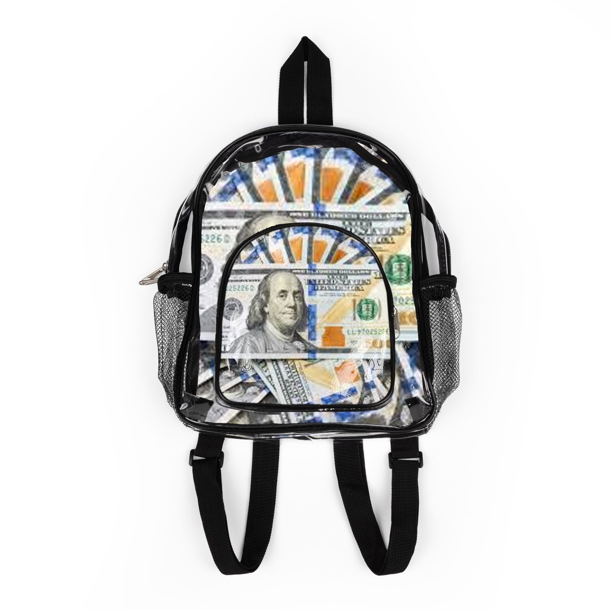 Money Print Clear Stadium Backpack | Transparent School Bag