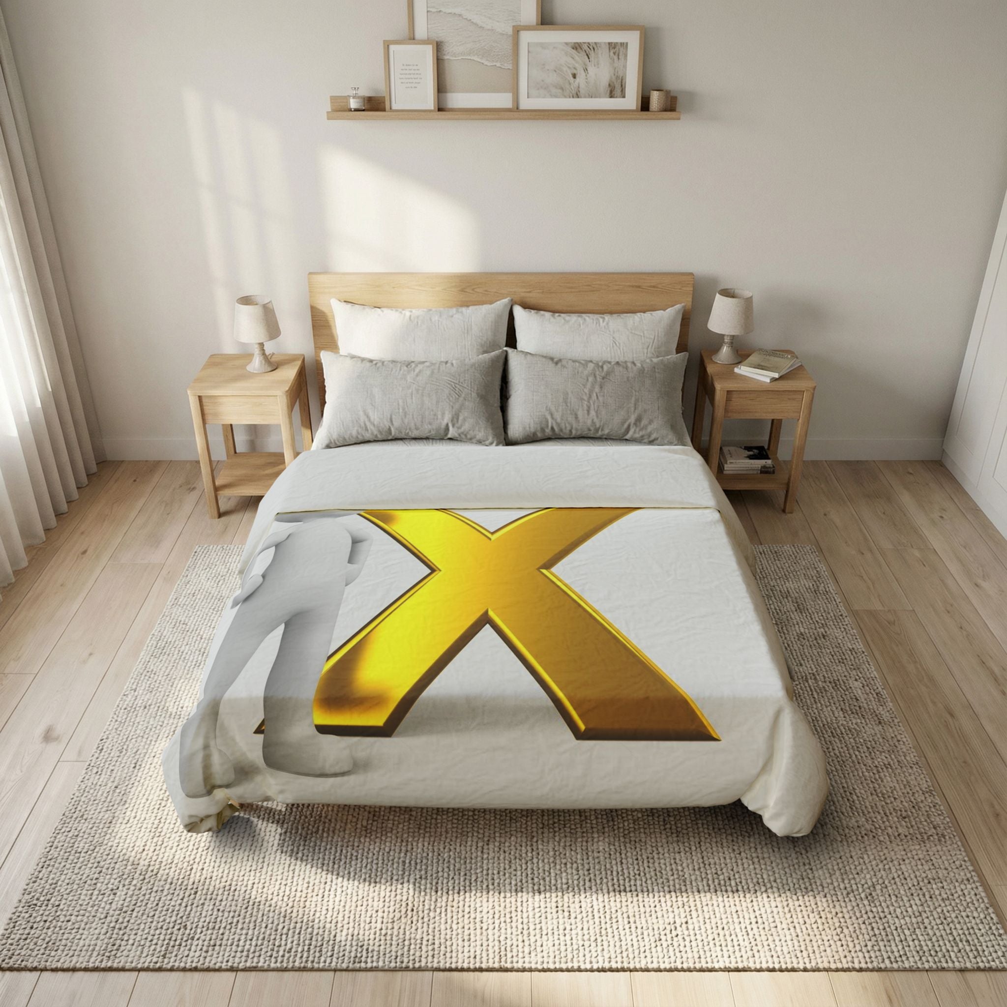 Gold Letter X Cotton Duvet Cover | Monogram Initial Bedding