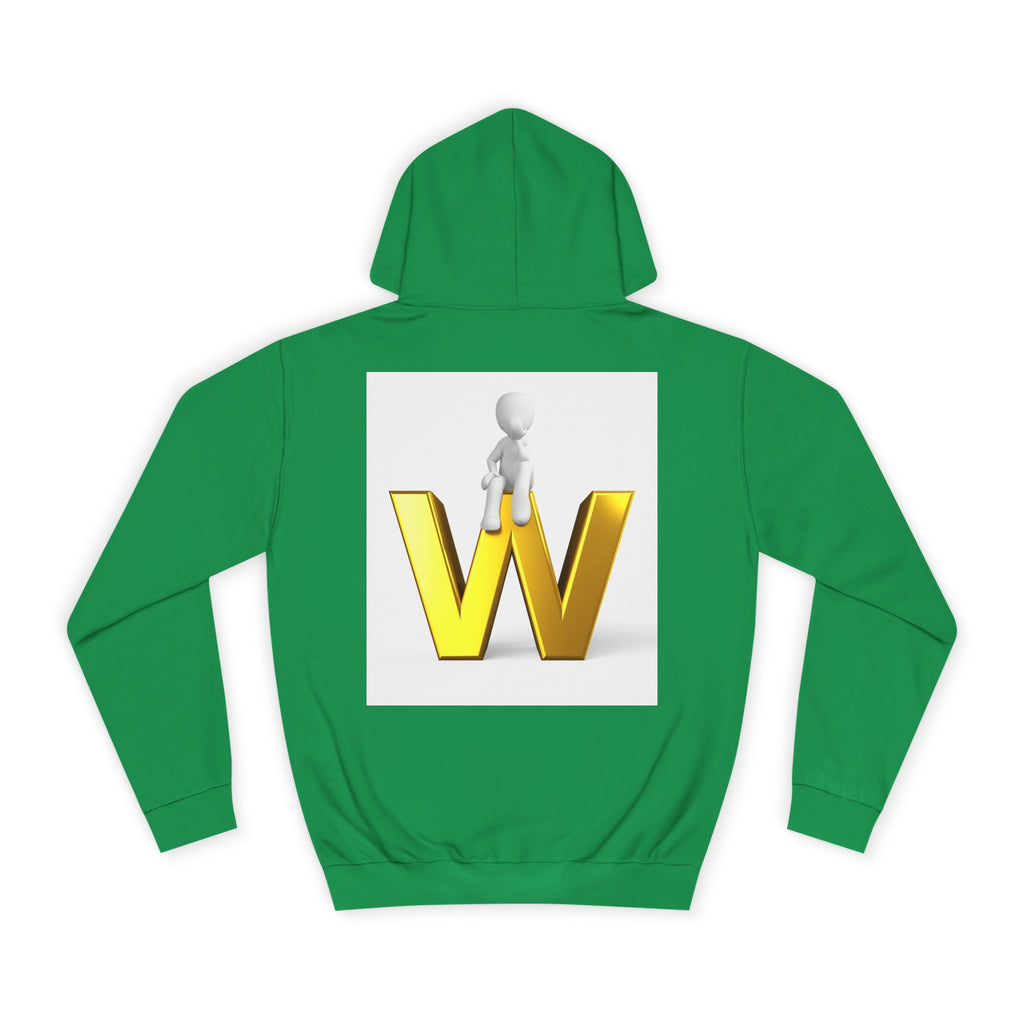3D Gold W Letter with Sitting Figure Hoodie | Initial W Sweatshirt
