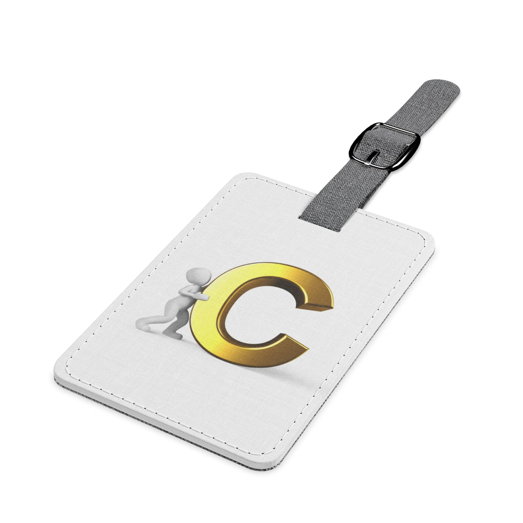 Gold Letter C Monogram Luggage Tag | Rectangle Polyester