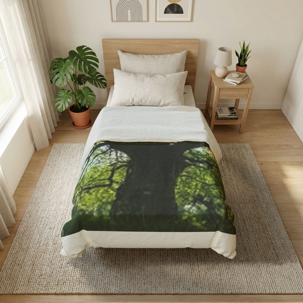Sunlit Oak Tree Duvet Cover | Forest Canopy Nature Bedding