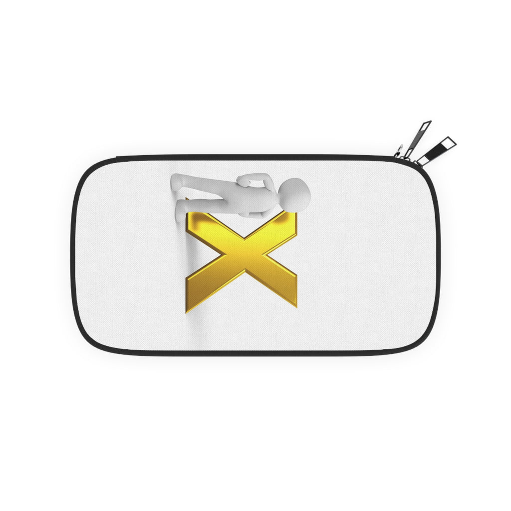 3D Figure with Gold X Passport Wallet | Minimal Graphic Travel Accessory