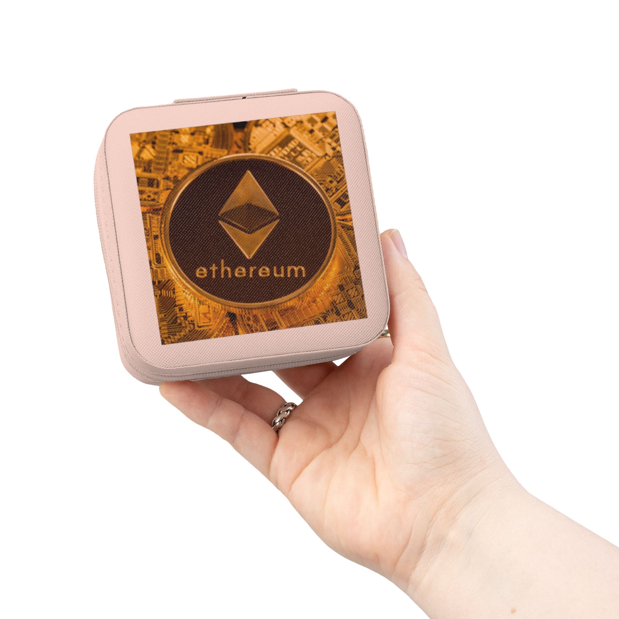 Étui de voyage pour bijoux pièce Ethereum | Organisateur compact logo crypto