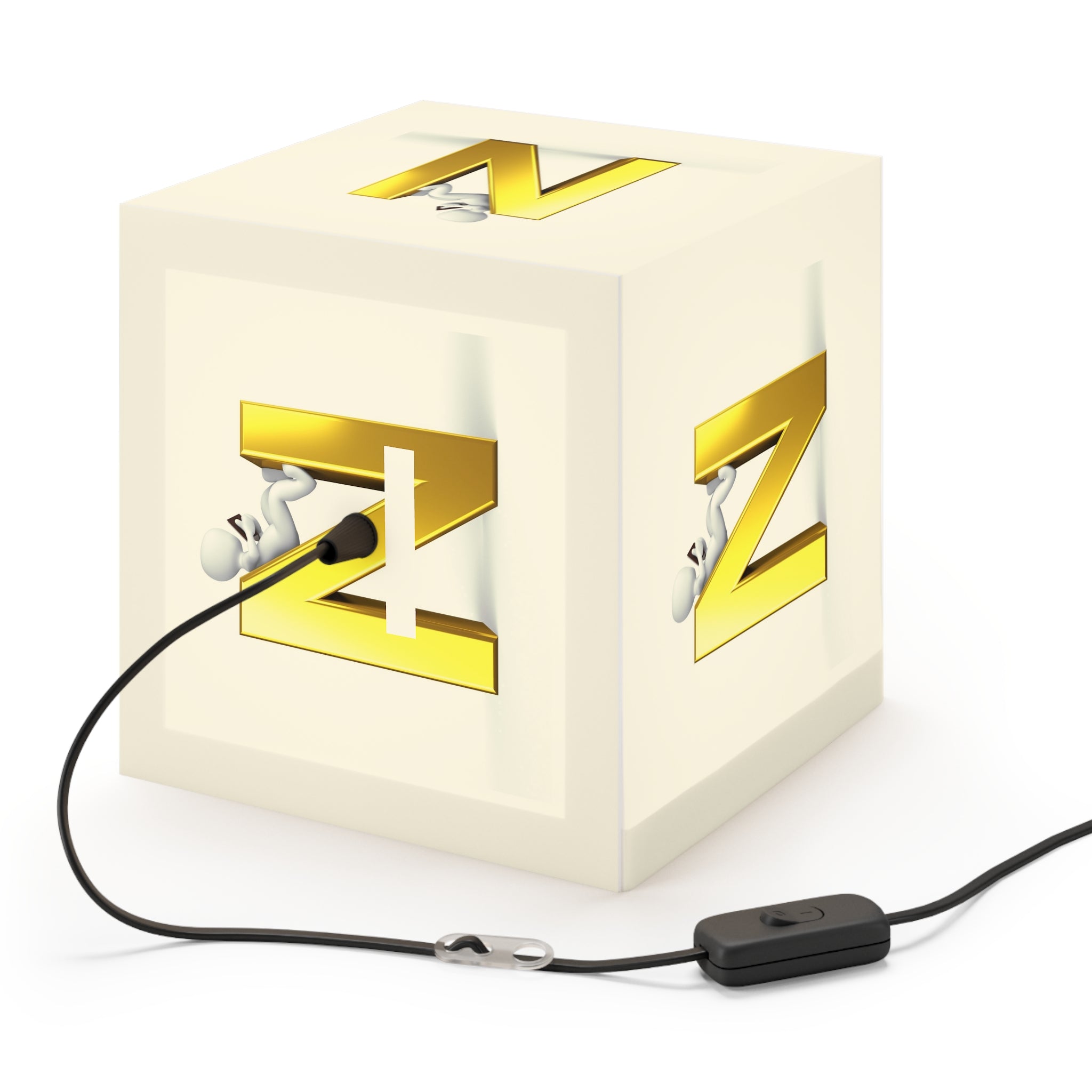 Gold Letter N Cube Lamp | Initial Monogram Light Cube