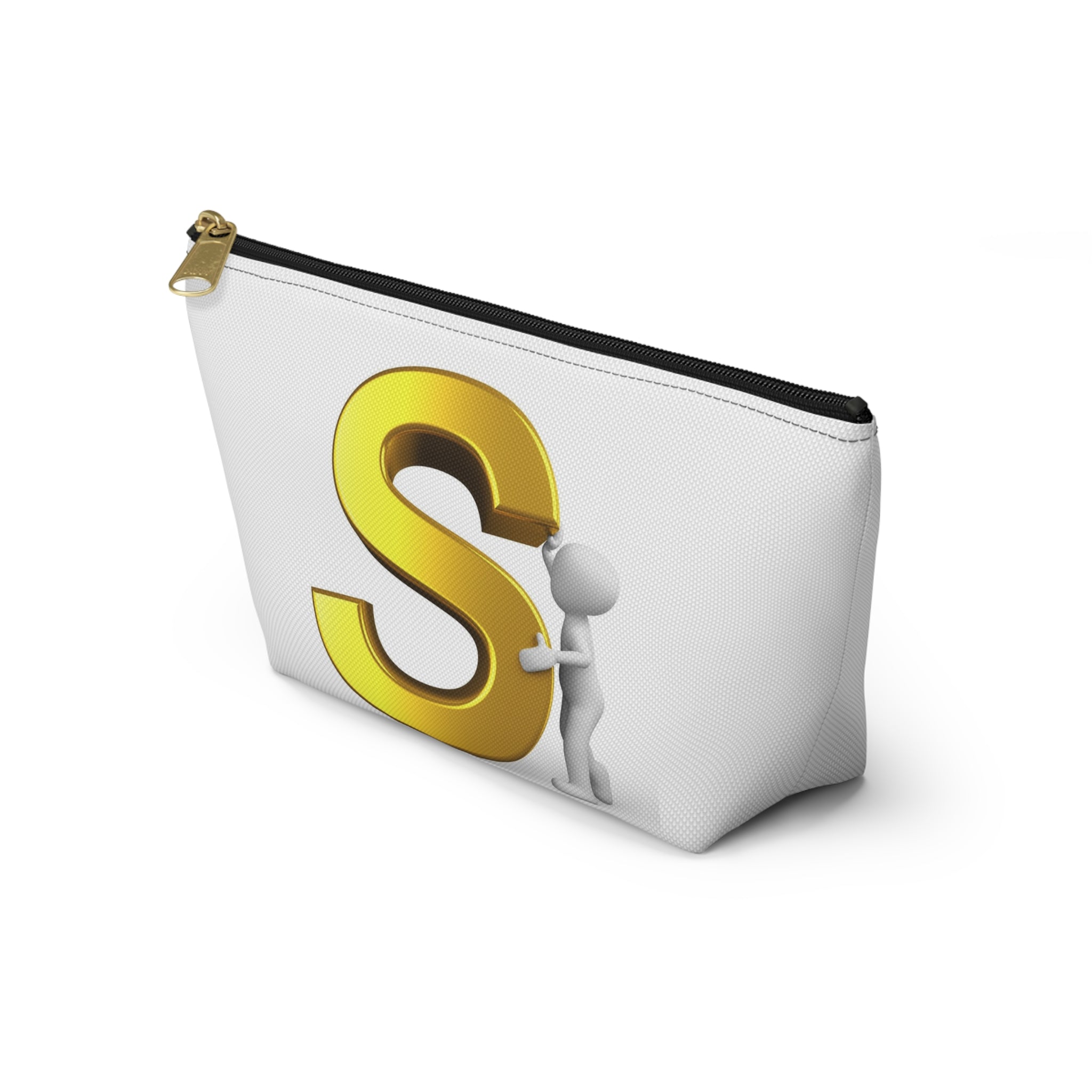 Gold Letter S Monogram Accessory Pouch