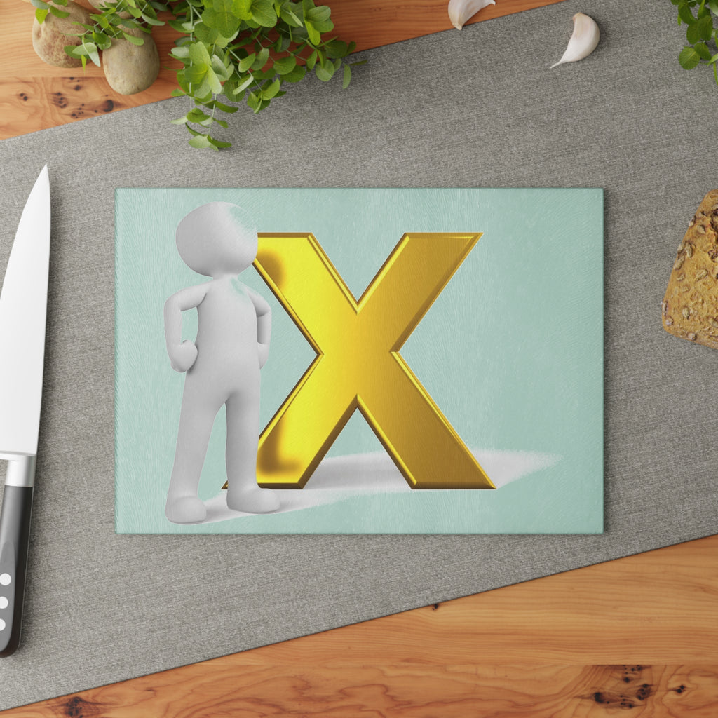 Gold X with 3D Figure Glass Cutting Board