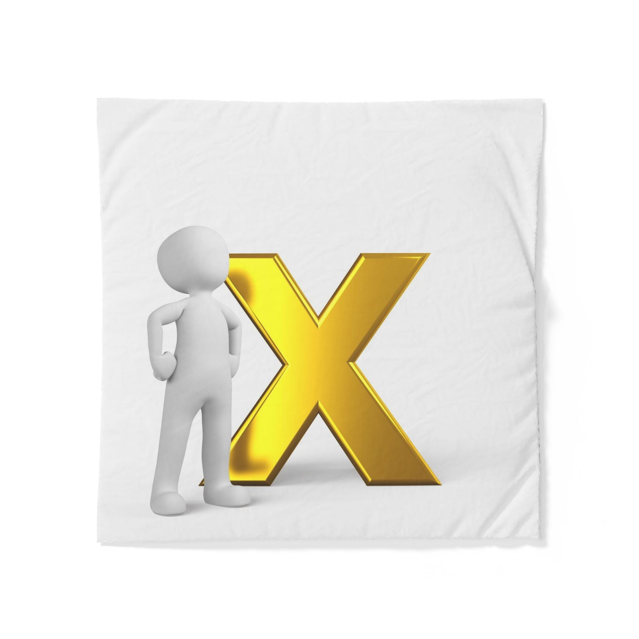 Gold Letter X Cotton Duvet Cover | Monogram Initial Bedding