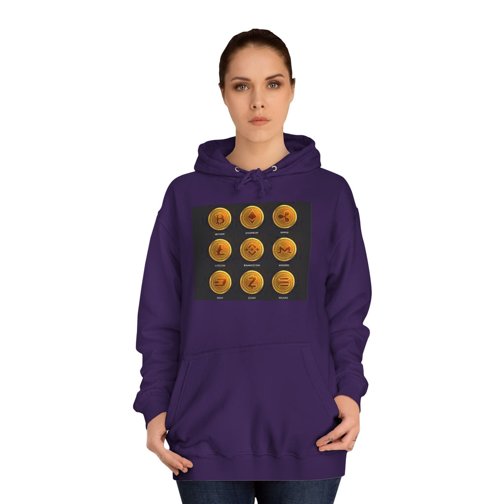 Crypto Coin Icons Hoodie | Bitcoin Ethereum Litecoin Ripple Doge Zcash Monero