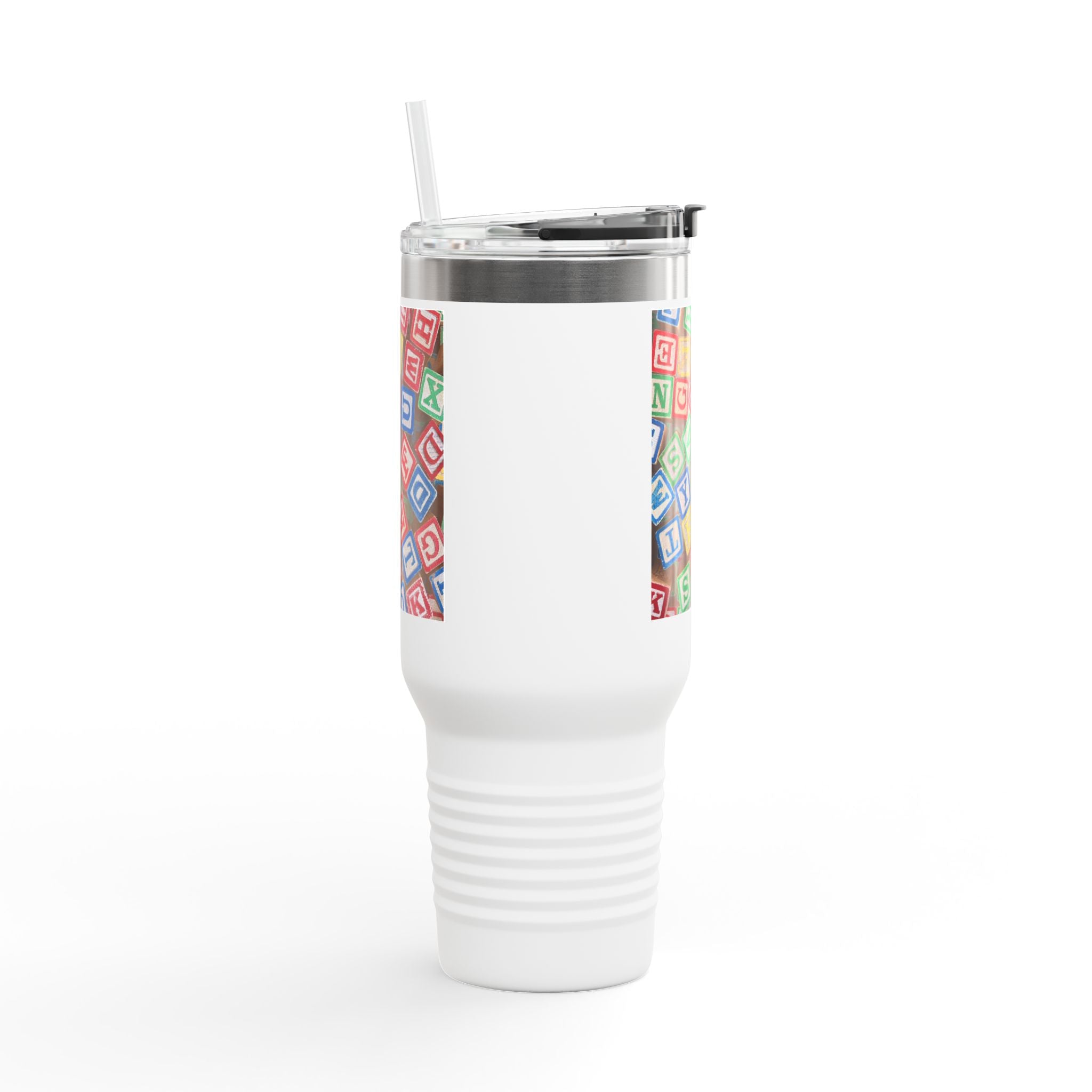 Mug isotherme de voyage avec des blocs alphabet colorés | 1,2 L