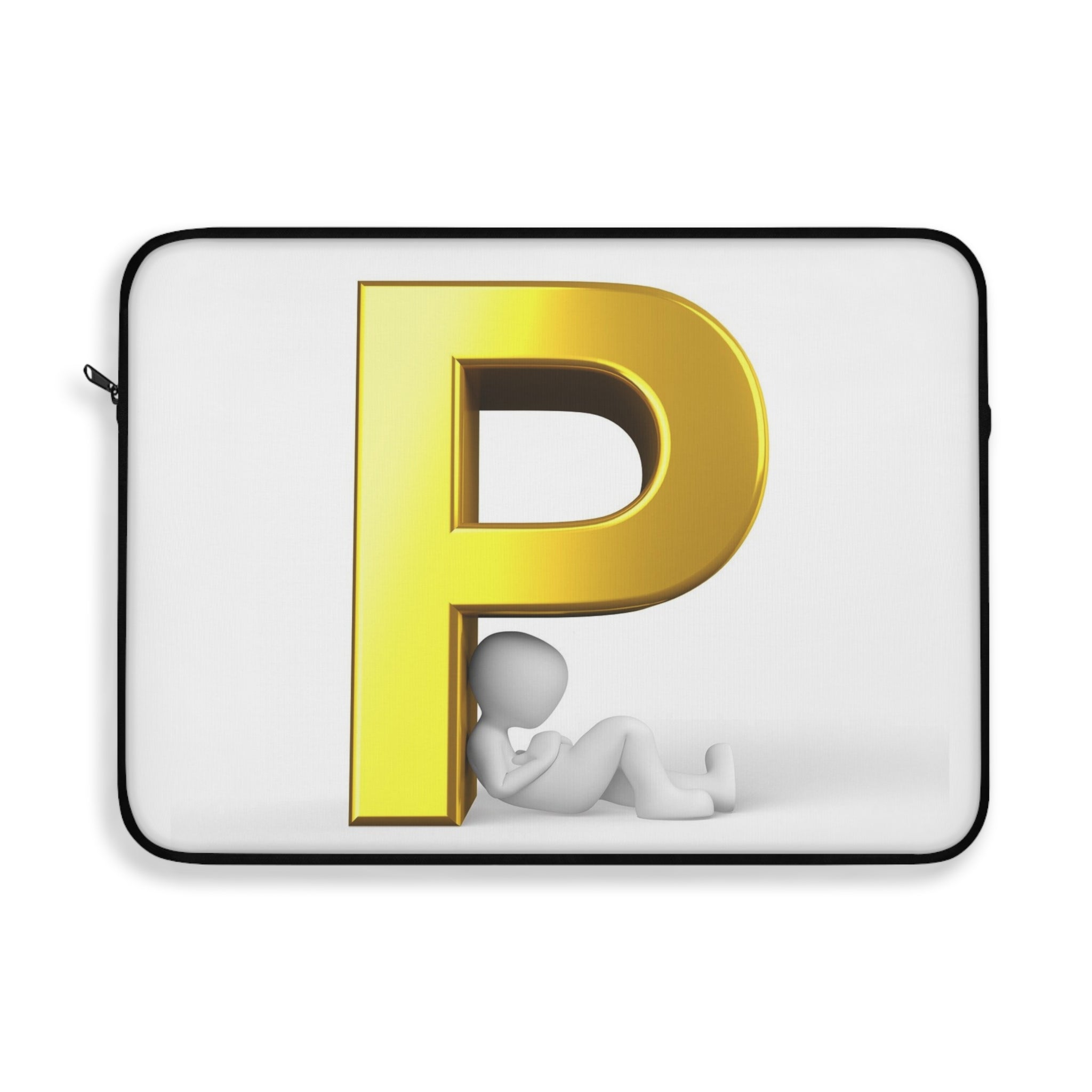 Gold Letter P Initial Laptop Sleeve | Monogram P Tech Case