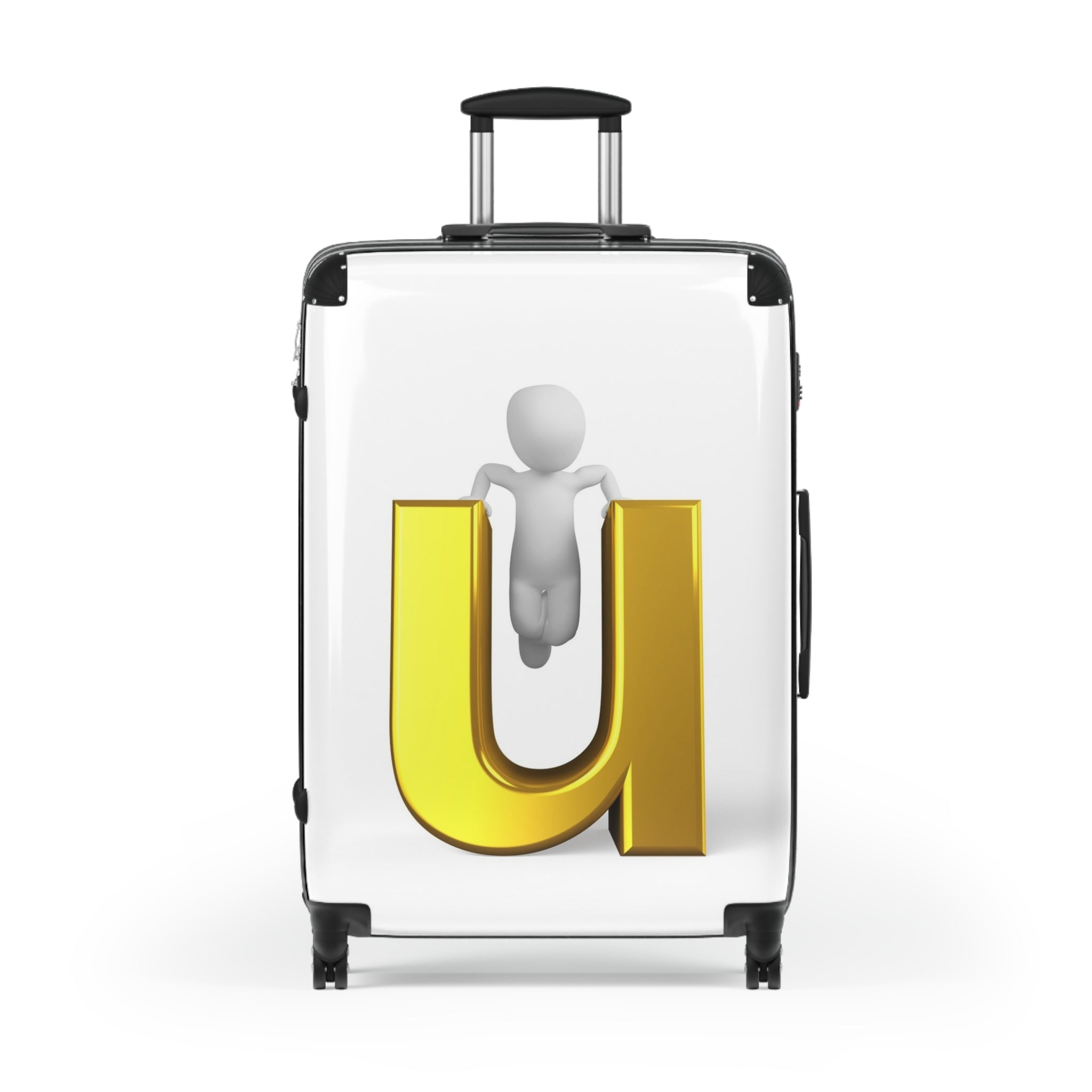 Lettre U 3D Or avec Valise Motif | Sticker Valise Personnalisé