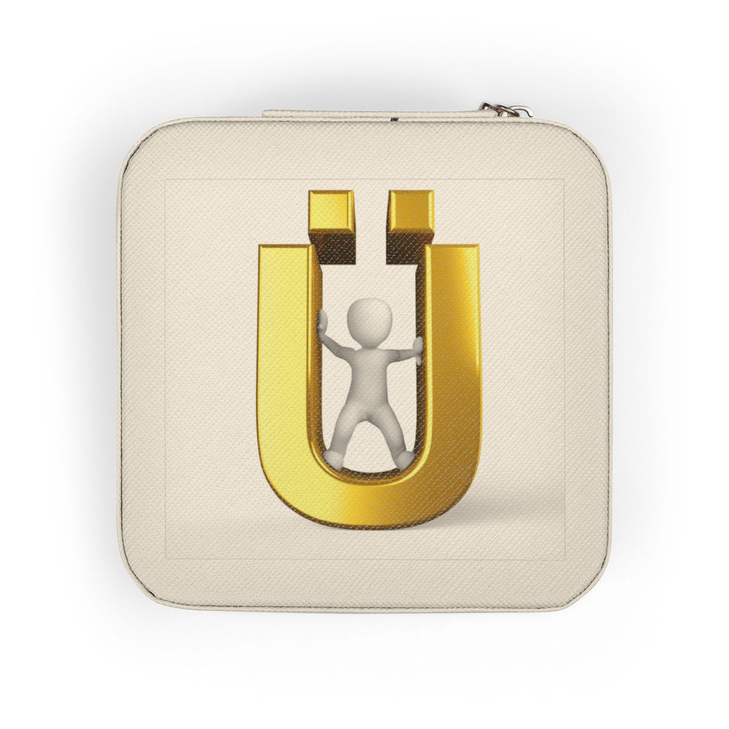 Gold Letter Ü Monogram Jewelry Travel Case | Compact Portable Organizer