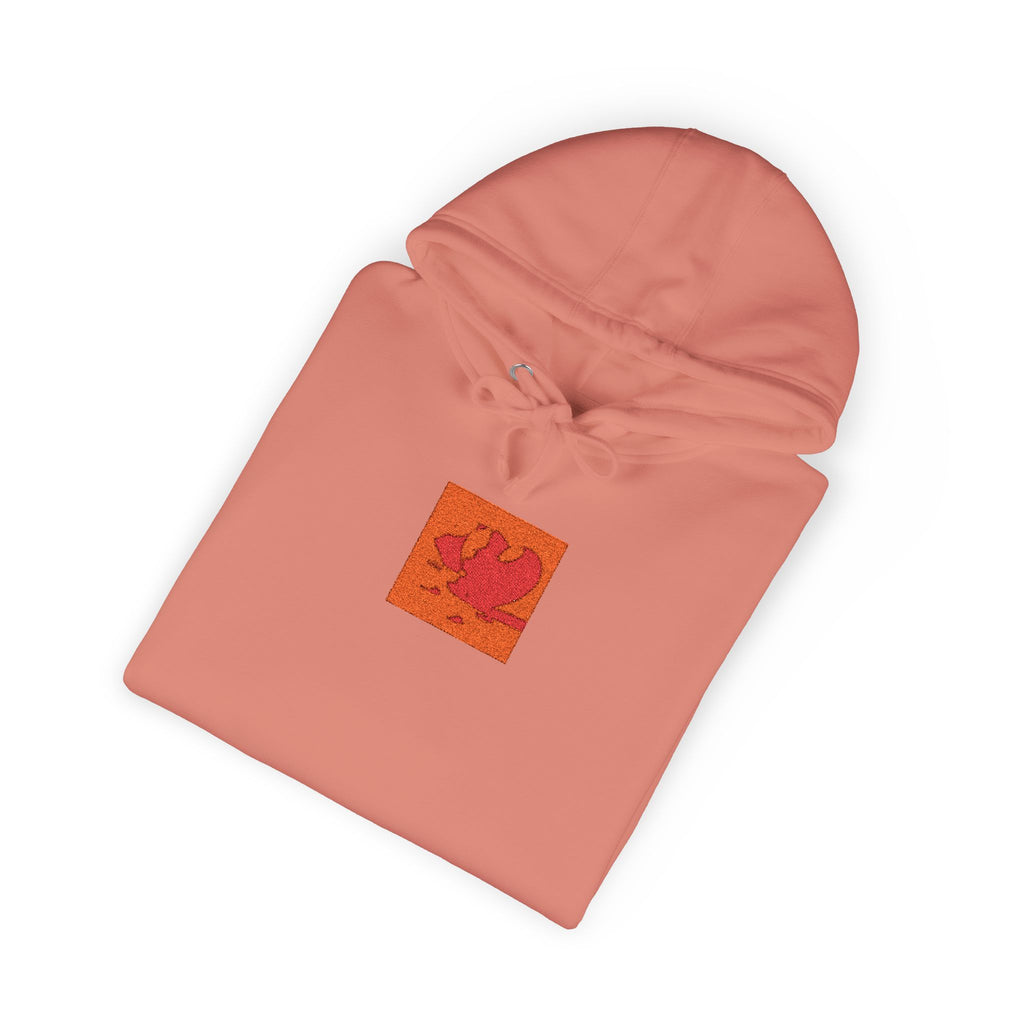 Orange Phoenix Pixel Art Hoodie | Square Chest & Sleeve Patch