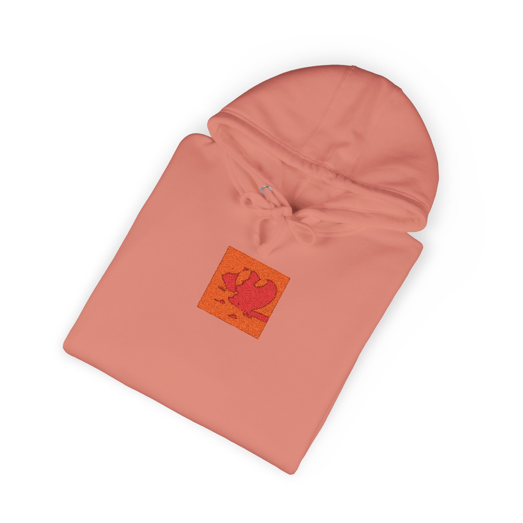 Orange Phoenix Pixel Art Hoodie | Square Chest & Sleeve Patch
