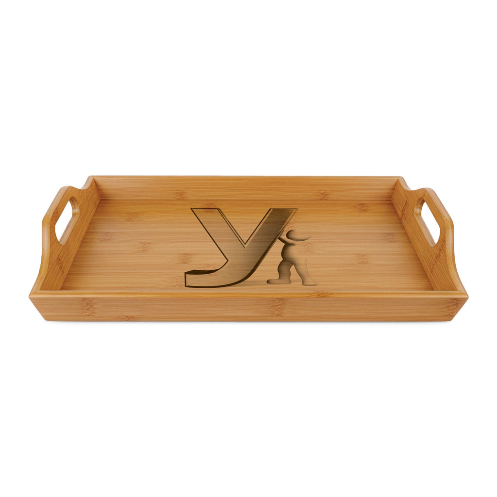 Letter Y Engraved bamboo serving tray | Personalized Initial Monogram