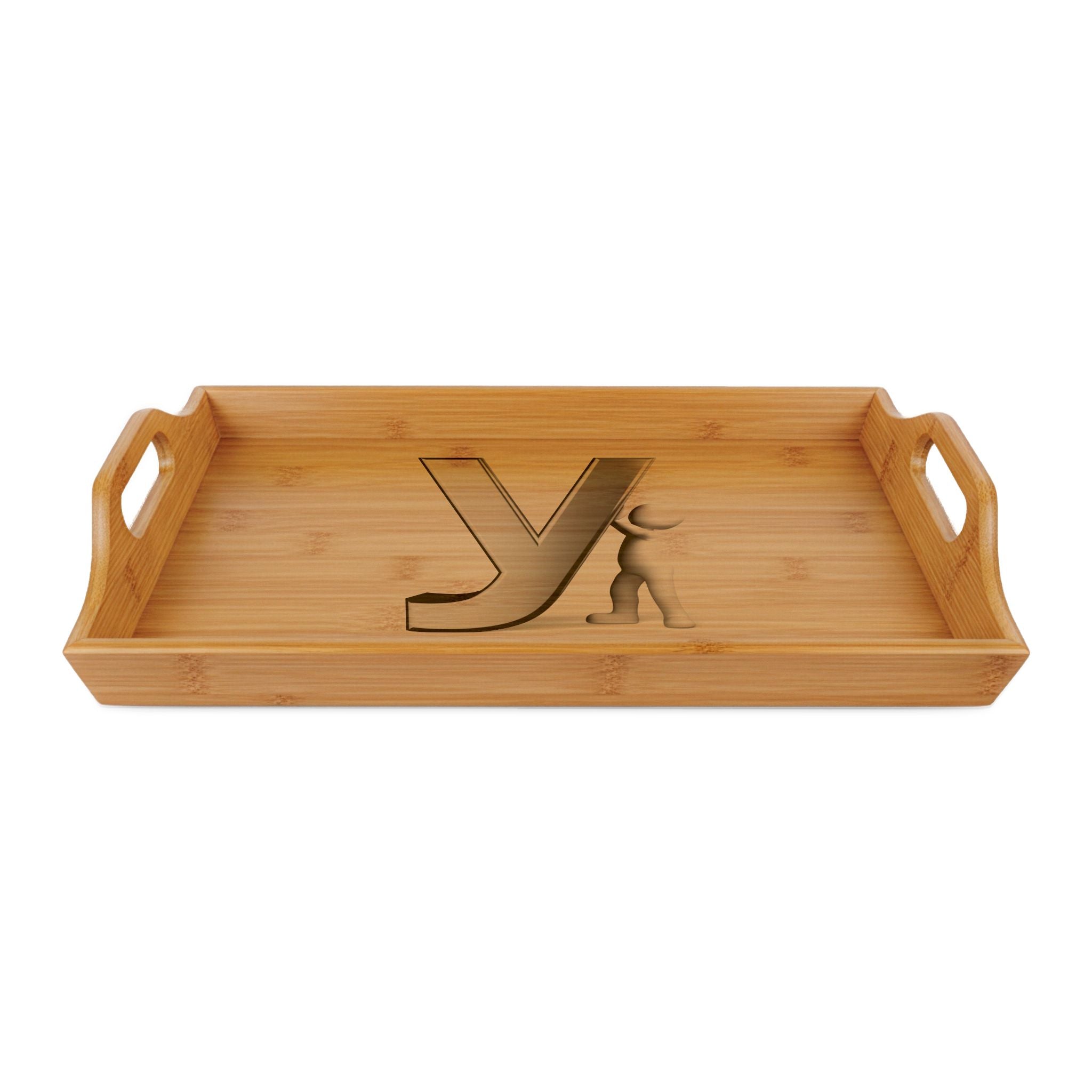 Letter Y Engraved bamboo serving tray | Personalized Initial Monogram