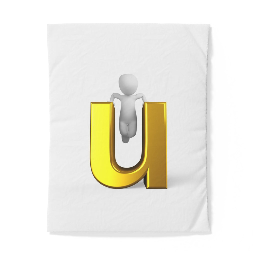 Gold Letter U with 3D Figure Duvet Cover | Monogram Initial Bedding