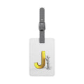 Gold Letter J with Figure luggage tag | Saffiano Polyester Rectangle