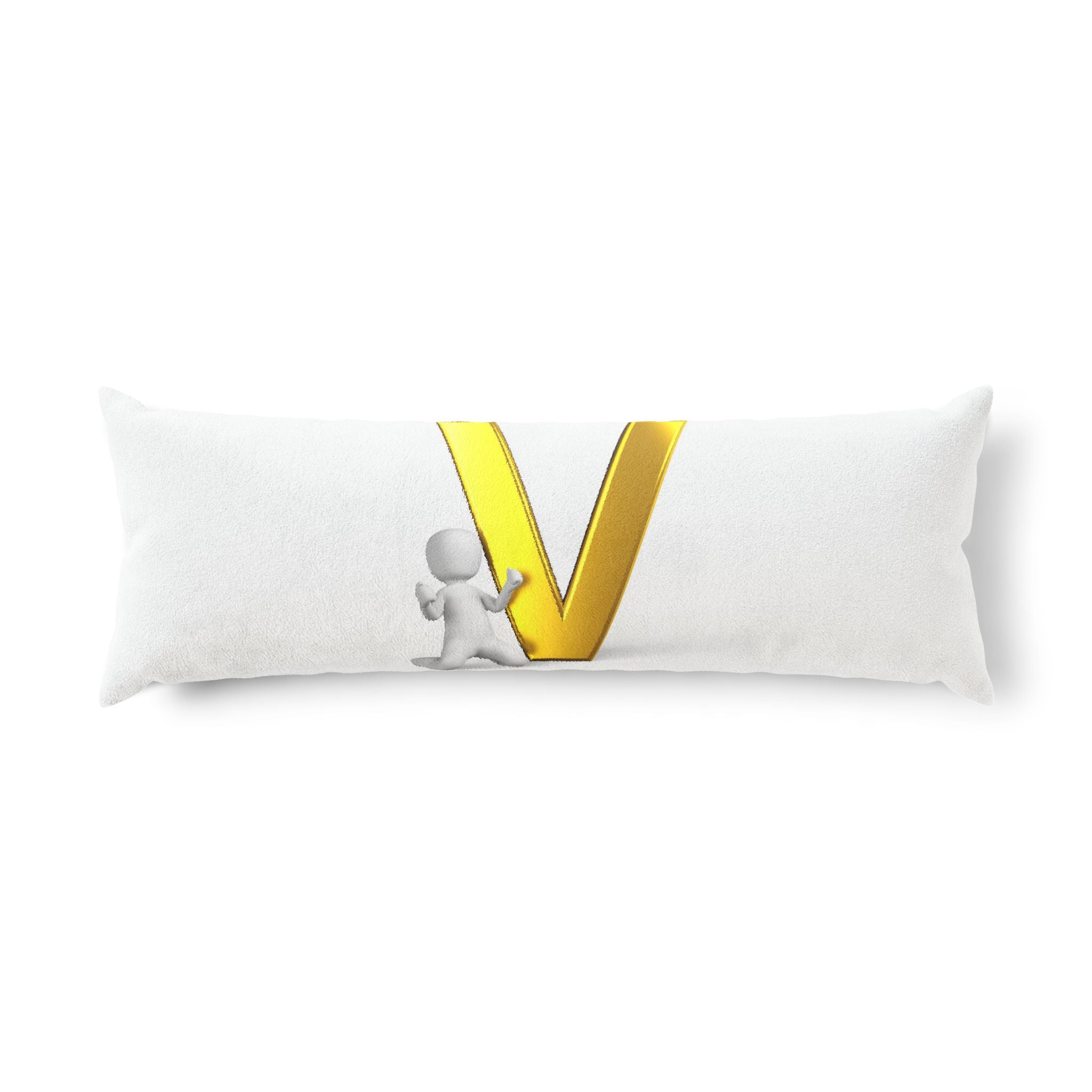 Gold Letter V with 3D Character Body Pillow | Monogram Initial Pillow
