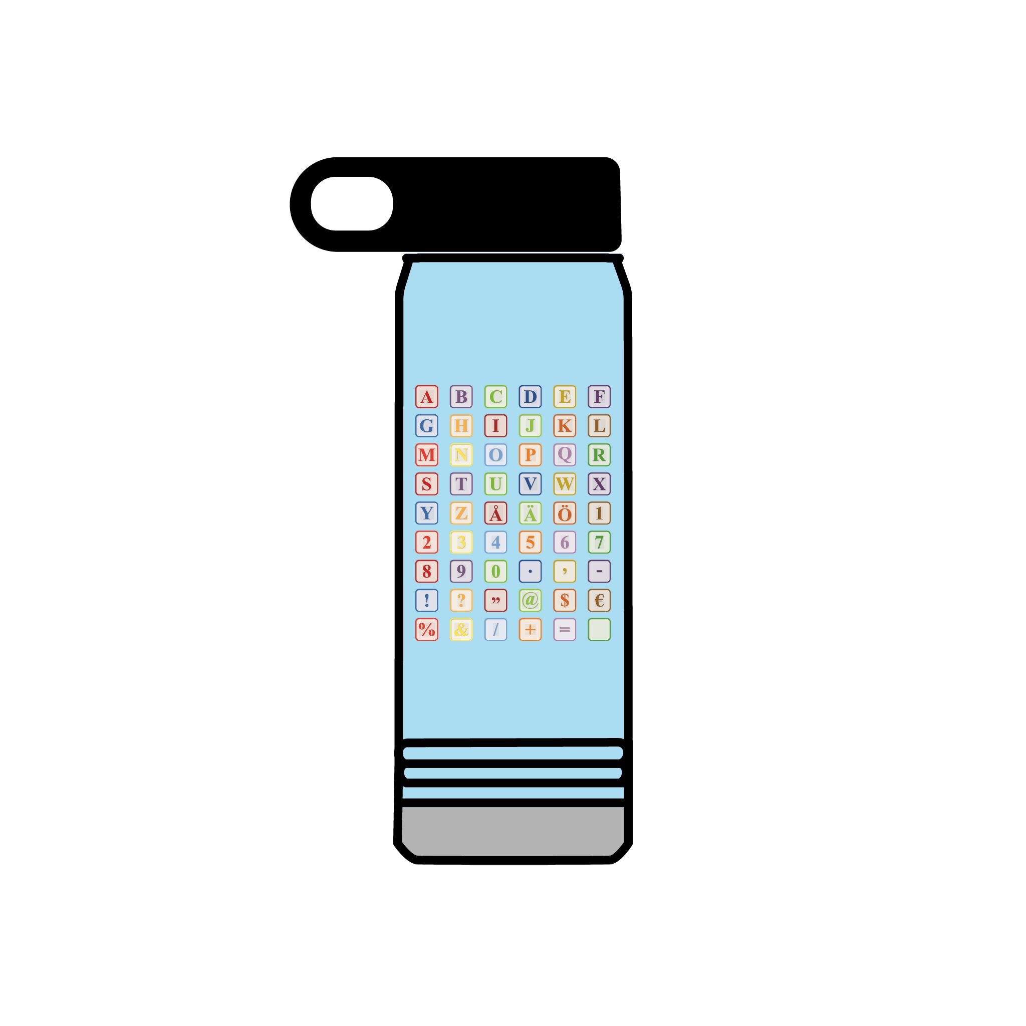 Bouteille d'eau Blocs Alphabet Colorés | Bouteille isotherme 590 ml