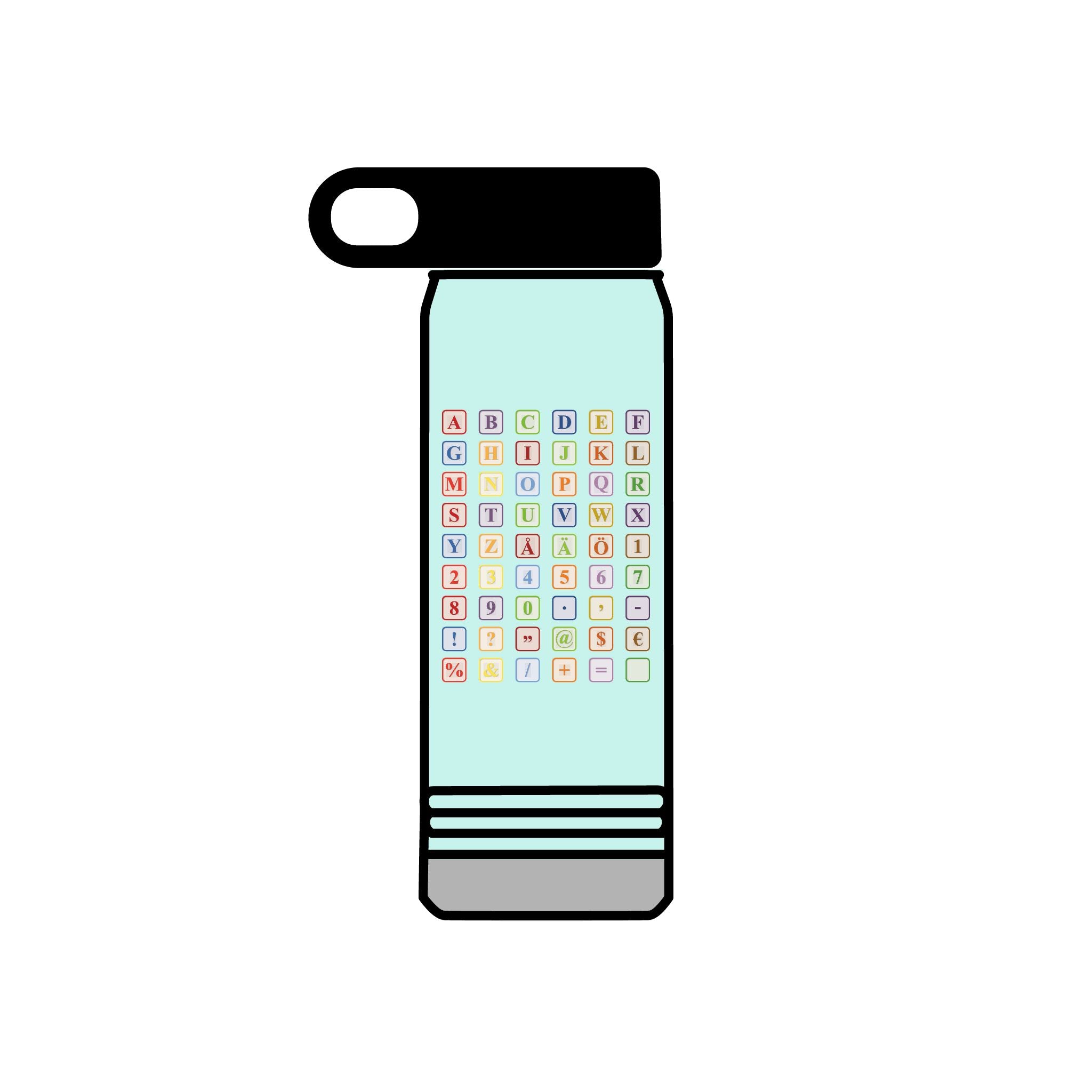 Bouteille d'eau Blocs Alphabet Colorés | Bouteille isotherme 590 ml