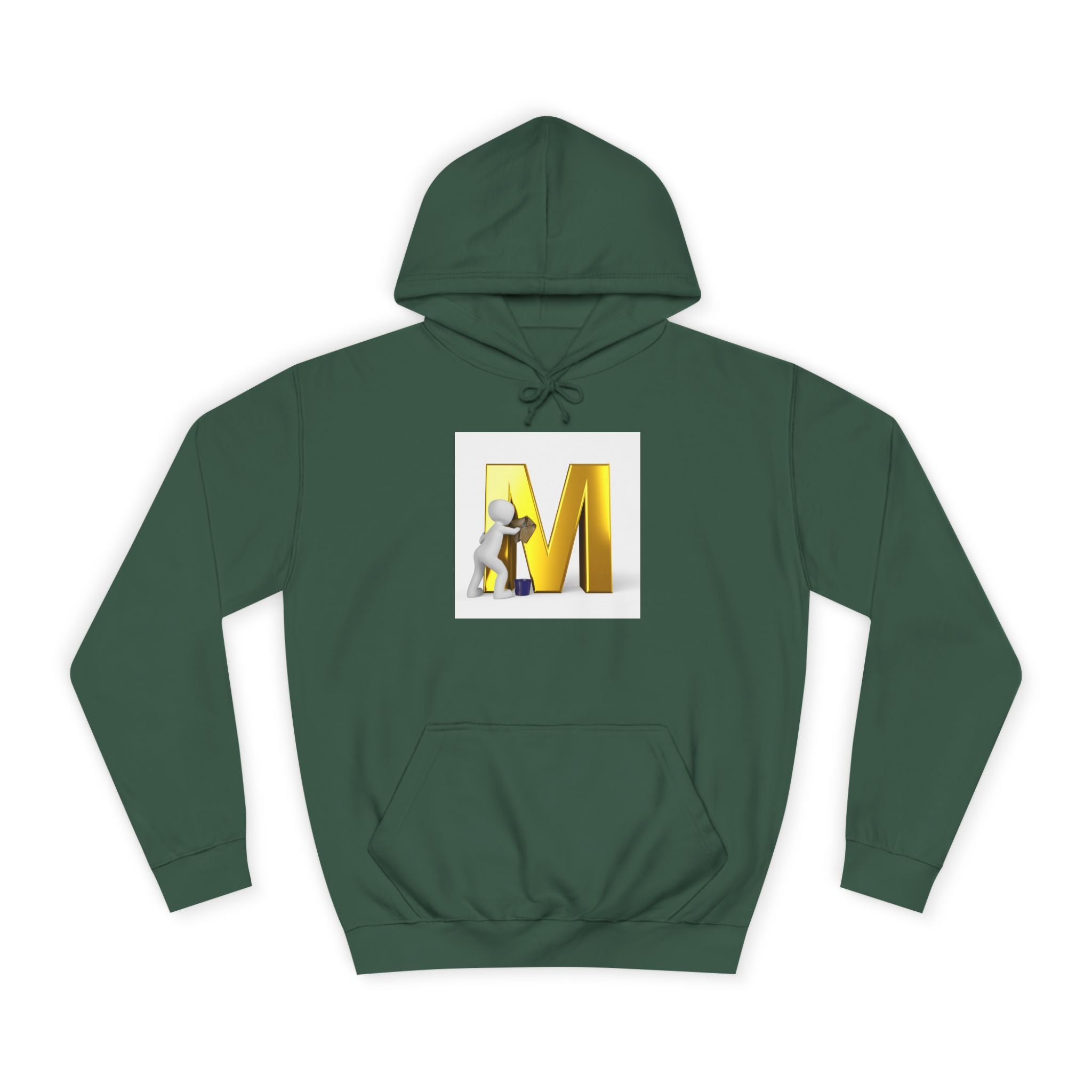Gold Letter M with Figure Hoodie | Monogram Initial M Sweatshirt