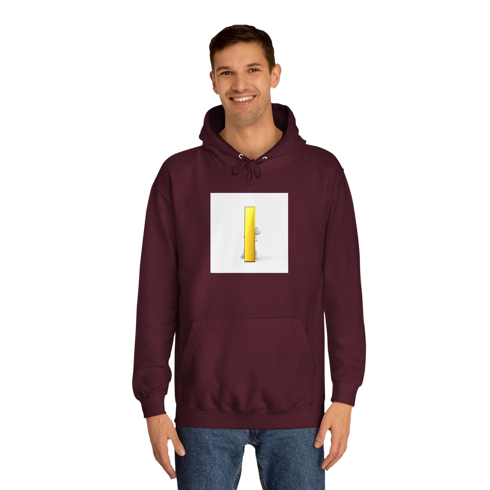 Gold Letter i Character Hoodie | Minimalist 3D Column Illustration
