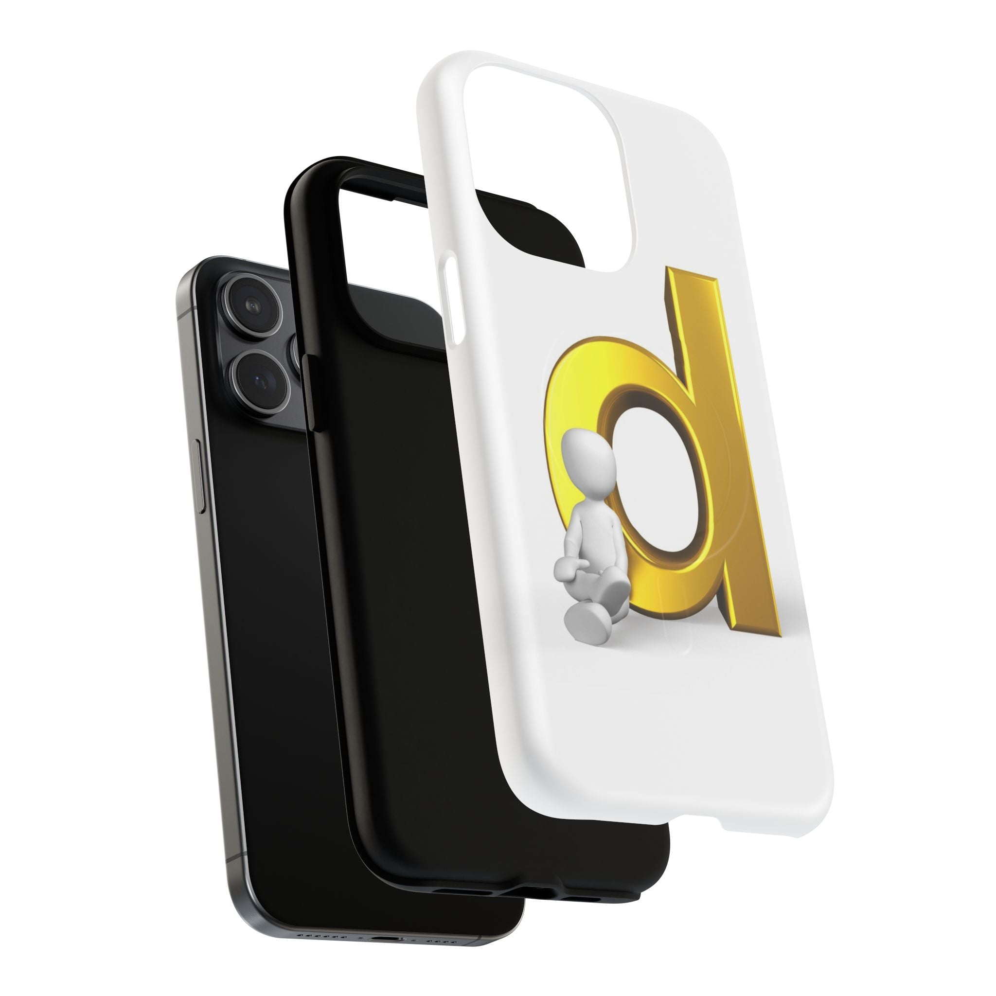 Gold Letter D with Sitting Character phone case | Magnetic Case